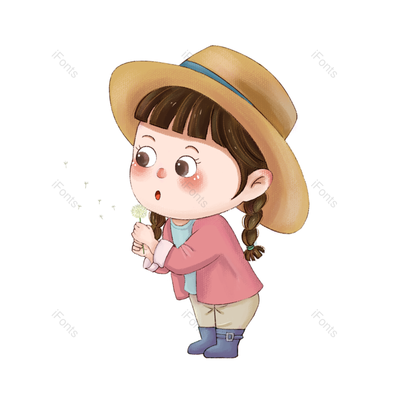插画图片,小女孩元素,卡通手绘PNG,免抠素材